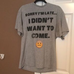 A grey graphic t-shirt